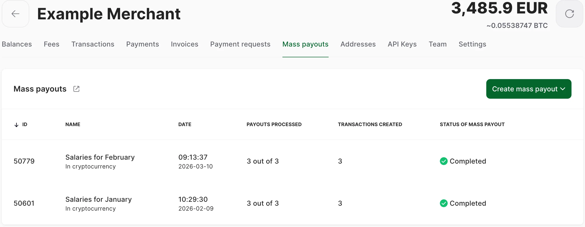 Mass Payouts
