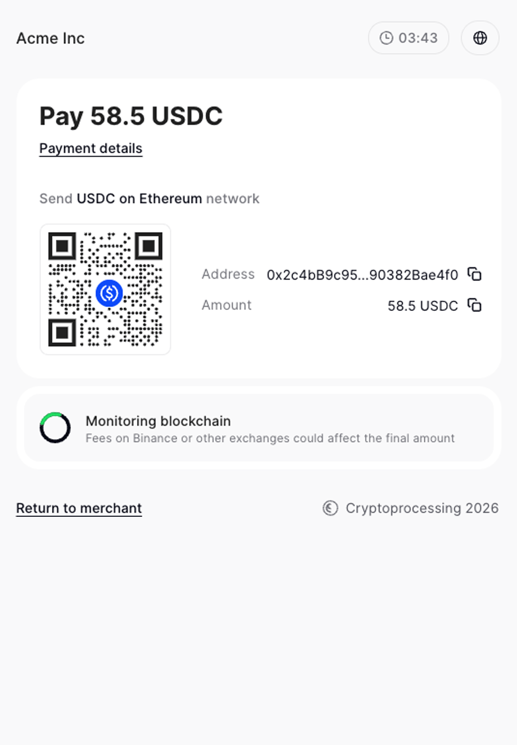 Payment request step 2
