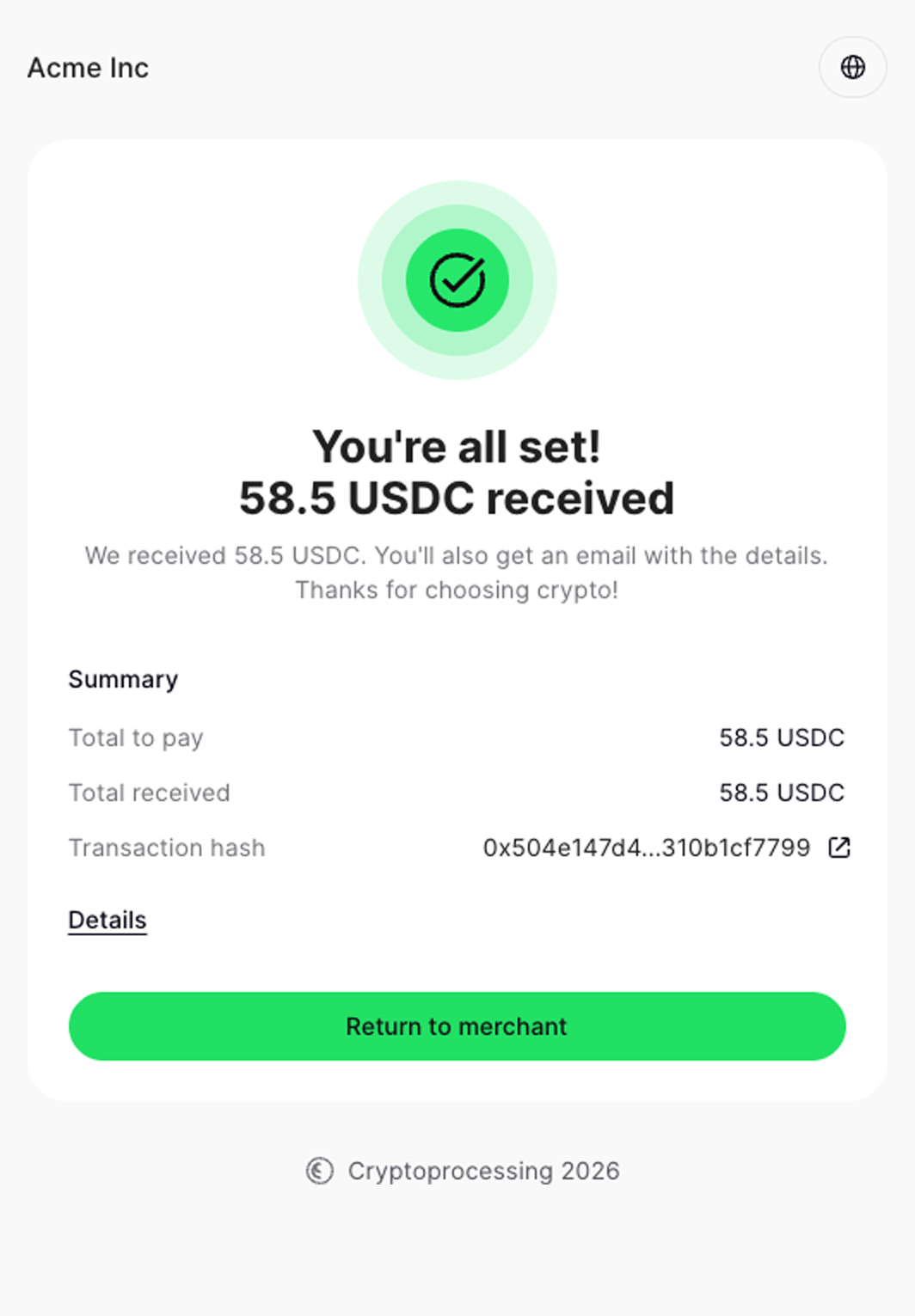 Payment request step 3