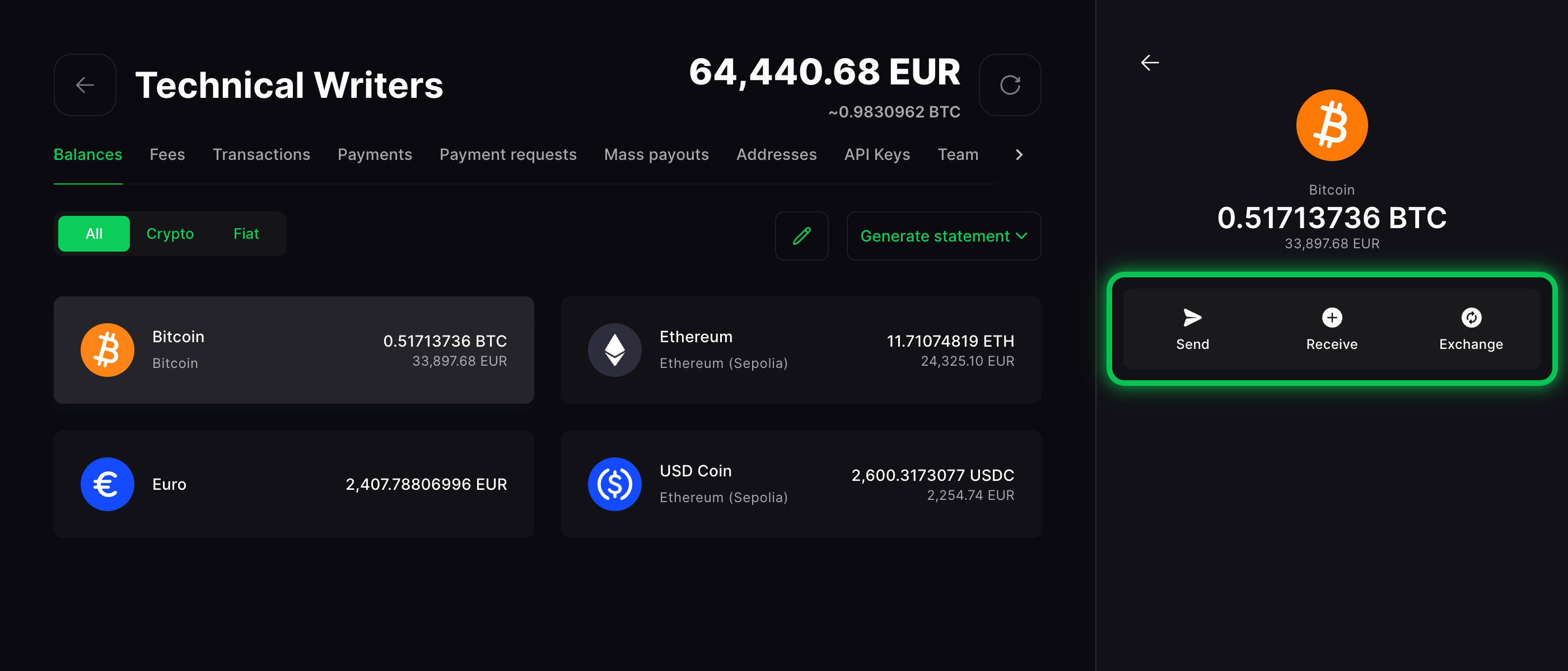 Balances tab