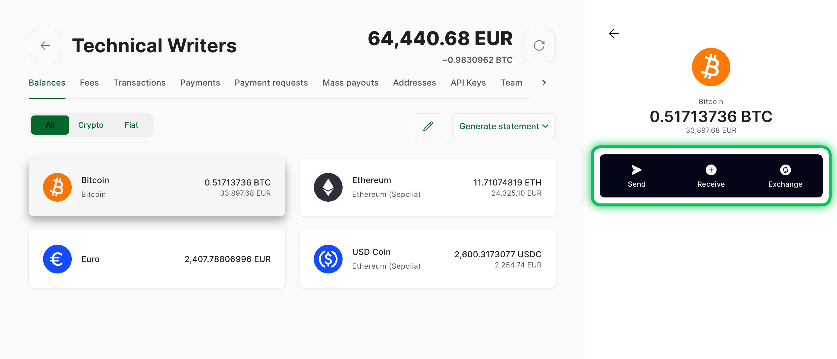 Balances tab