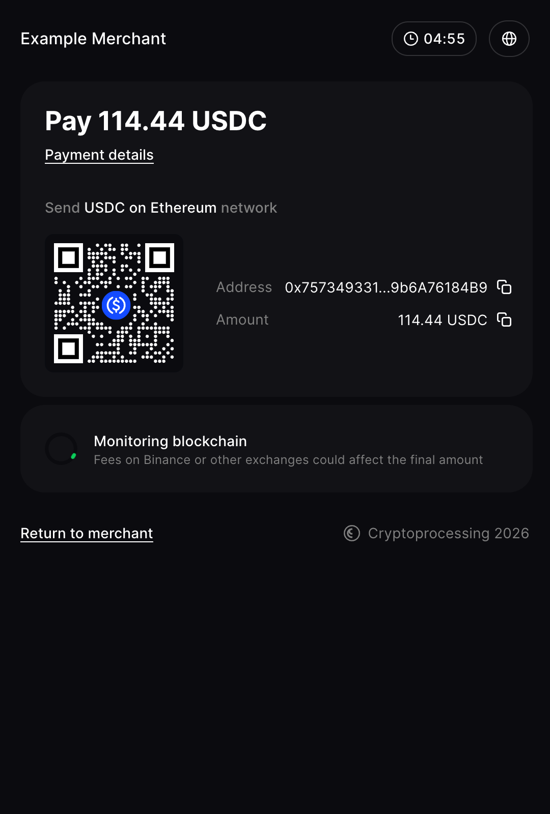 Payment request step 2