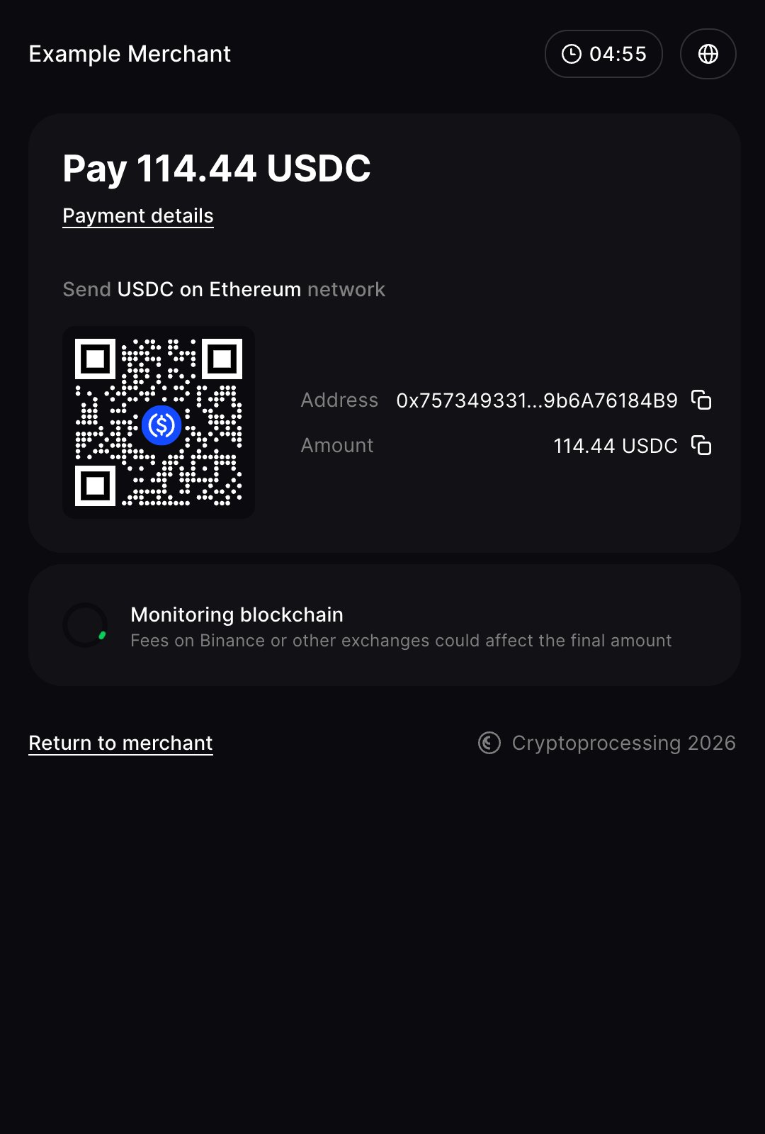 Payment request step 2