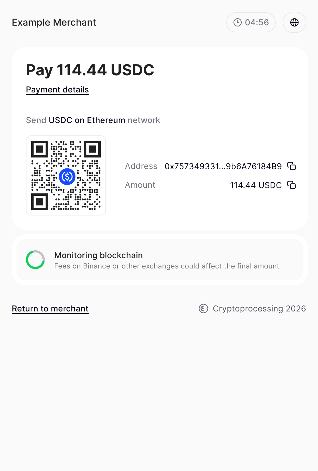 Payment request step 2