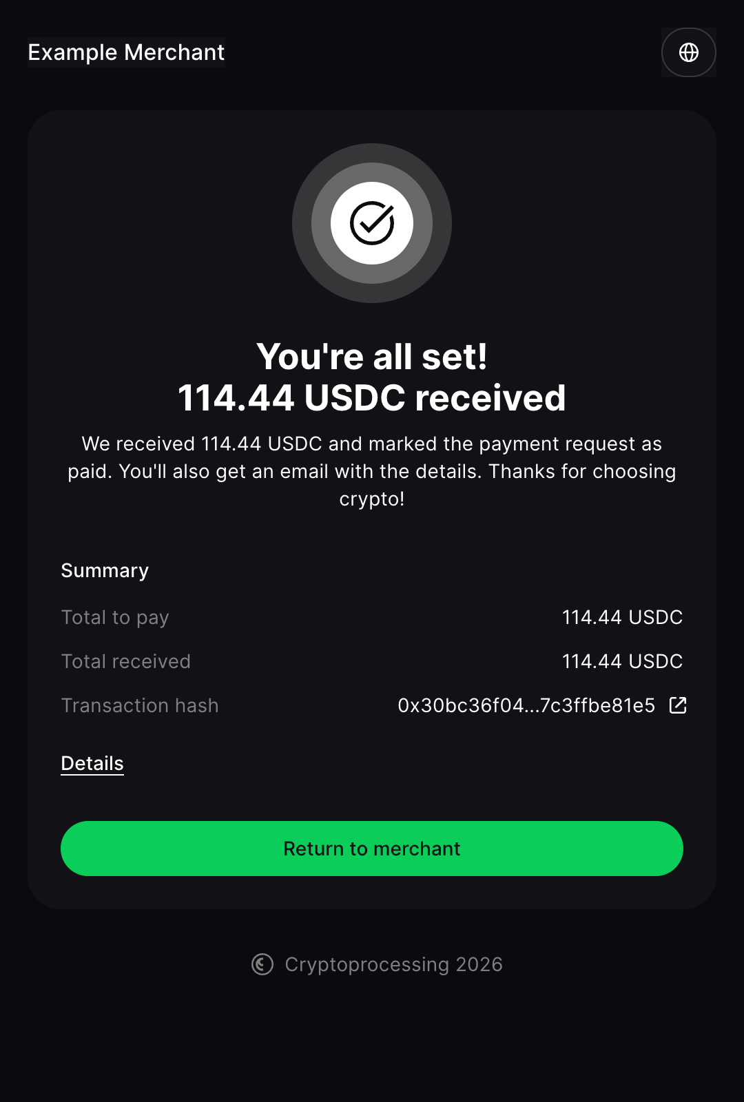 Payment request step 3