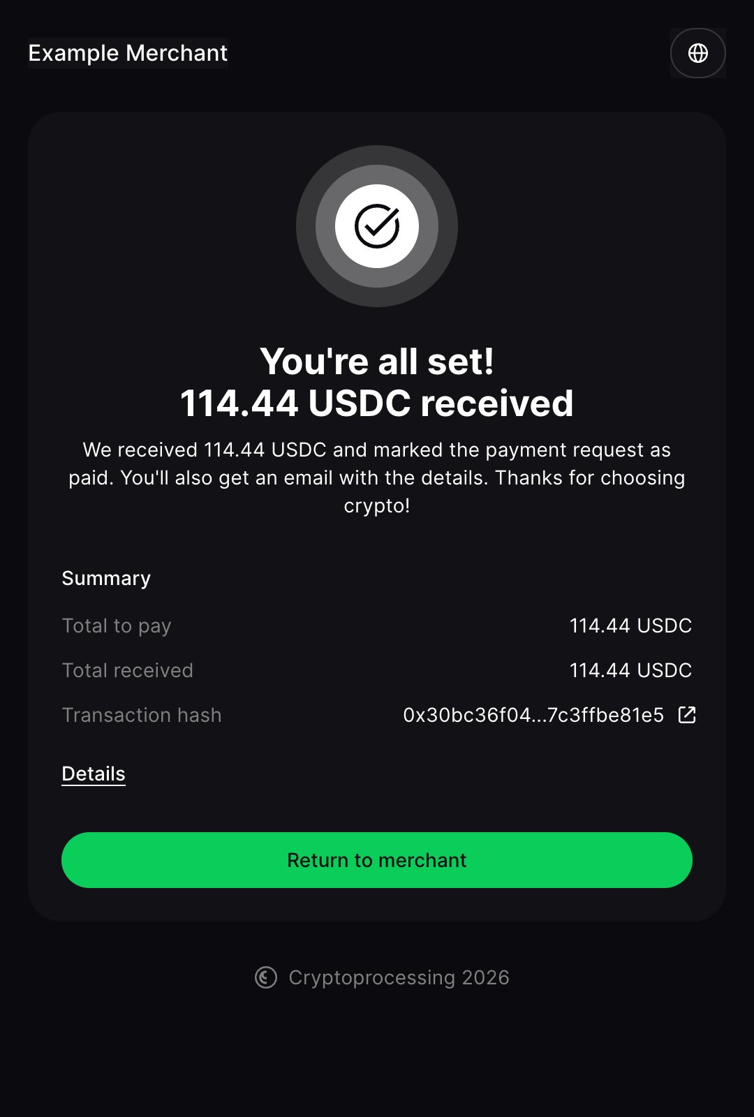 Payment request step 3