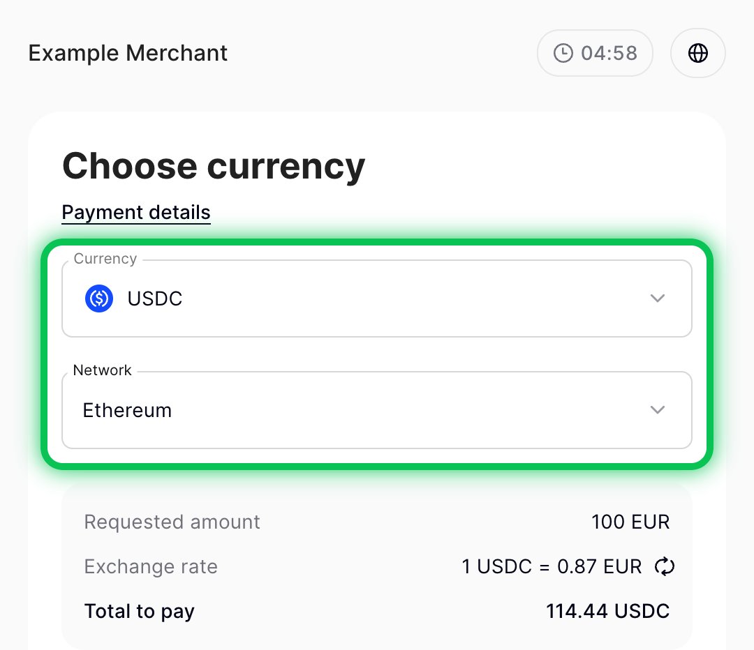 Currency selection