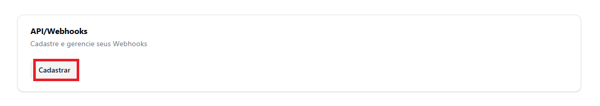 Formulário de cadastro de webhook
