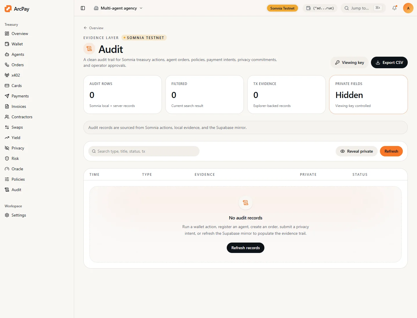 ArcPay audit dashboard