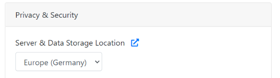 Data location dropdown in Privacy & Security settings