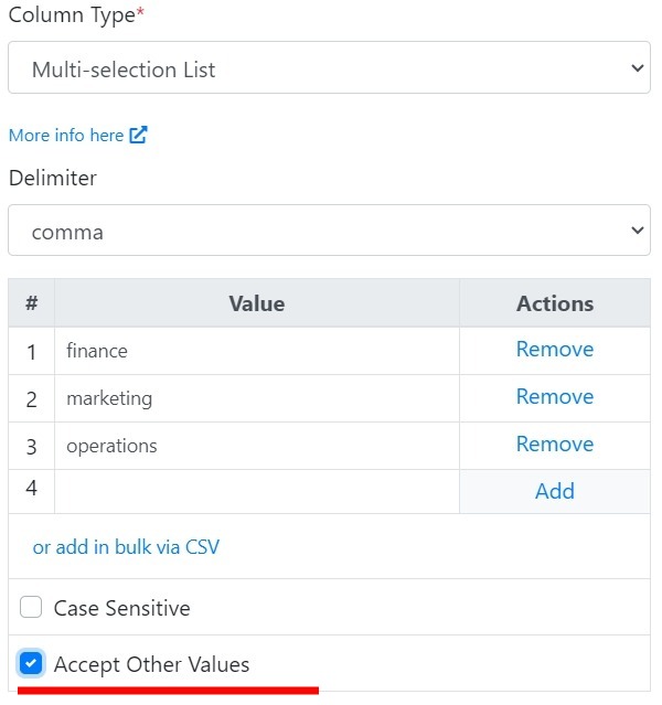 Accept Other Values option for a Multi-select List column