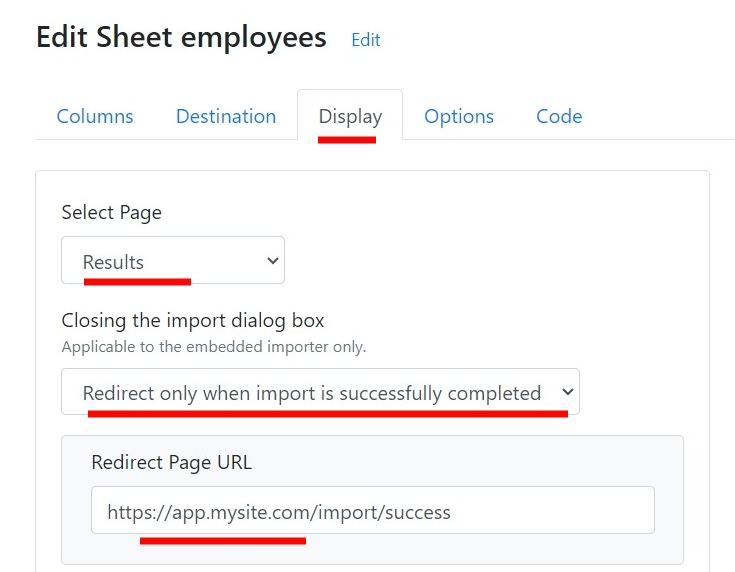 Custom redirect URL setting