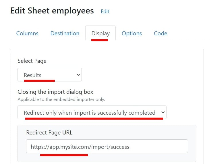 Custom redirect URL setting