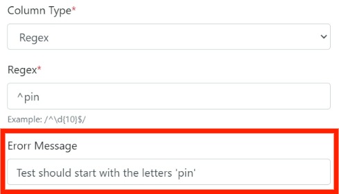 Custom message for regex validation