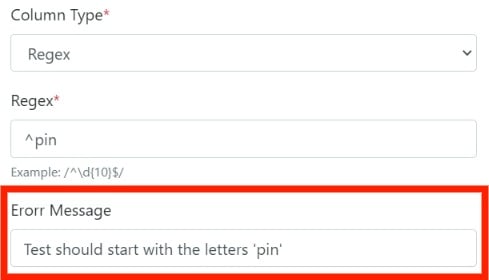 Custom message for regex validation