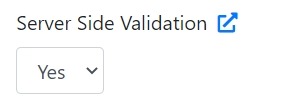 Server Side Validation toggle in the Destination tab