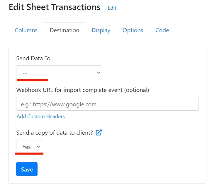 Send a copy of data to client setting