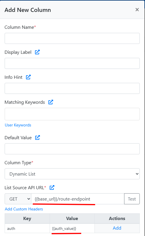 Environment variables used in an API URL