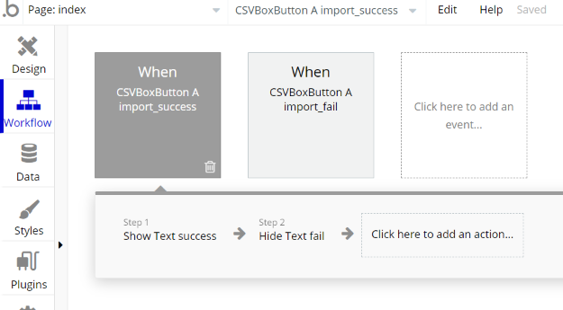 CSVBox Button element events
