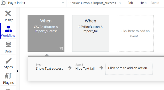CSVBox Button element events