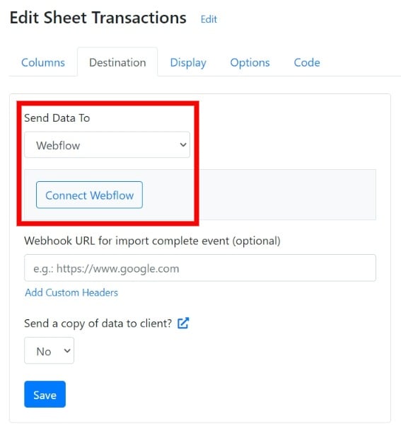 Connect Webflow