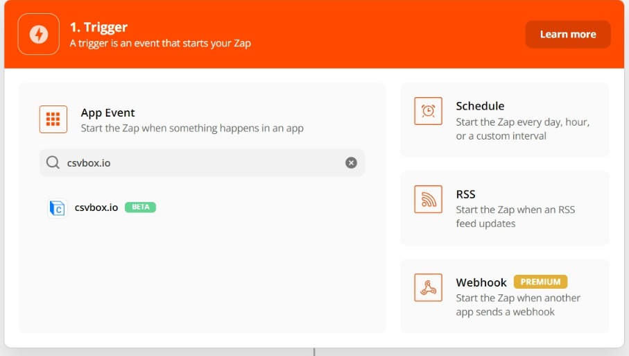 csvbox.io trigger in Zapier