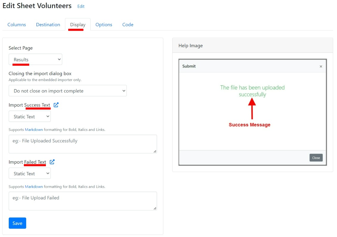 Import complete messages settings