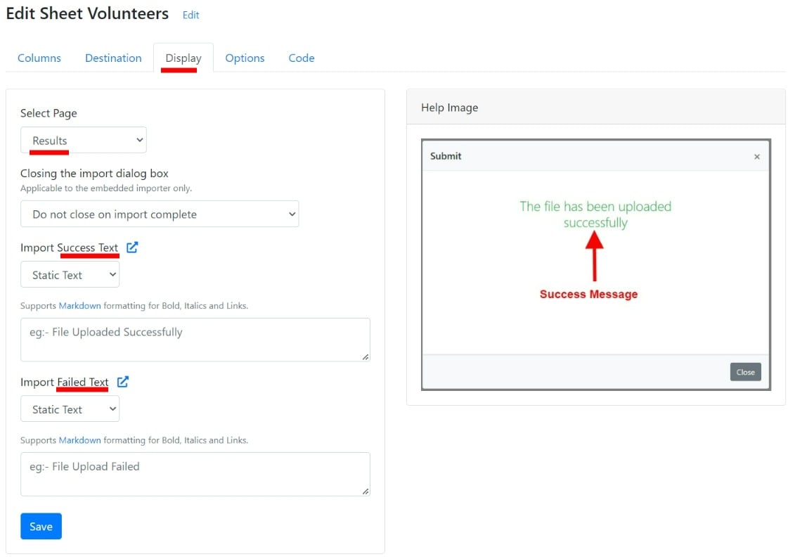 Import complete messages settings