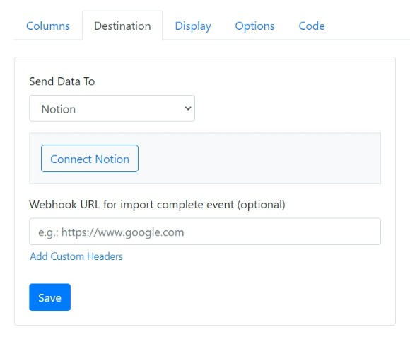 Connect Notion button