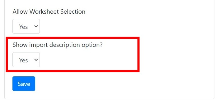Show import description option