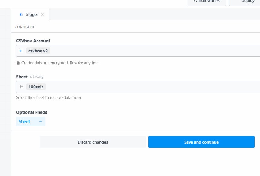 Select sheet in Pipedream trigger settings