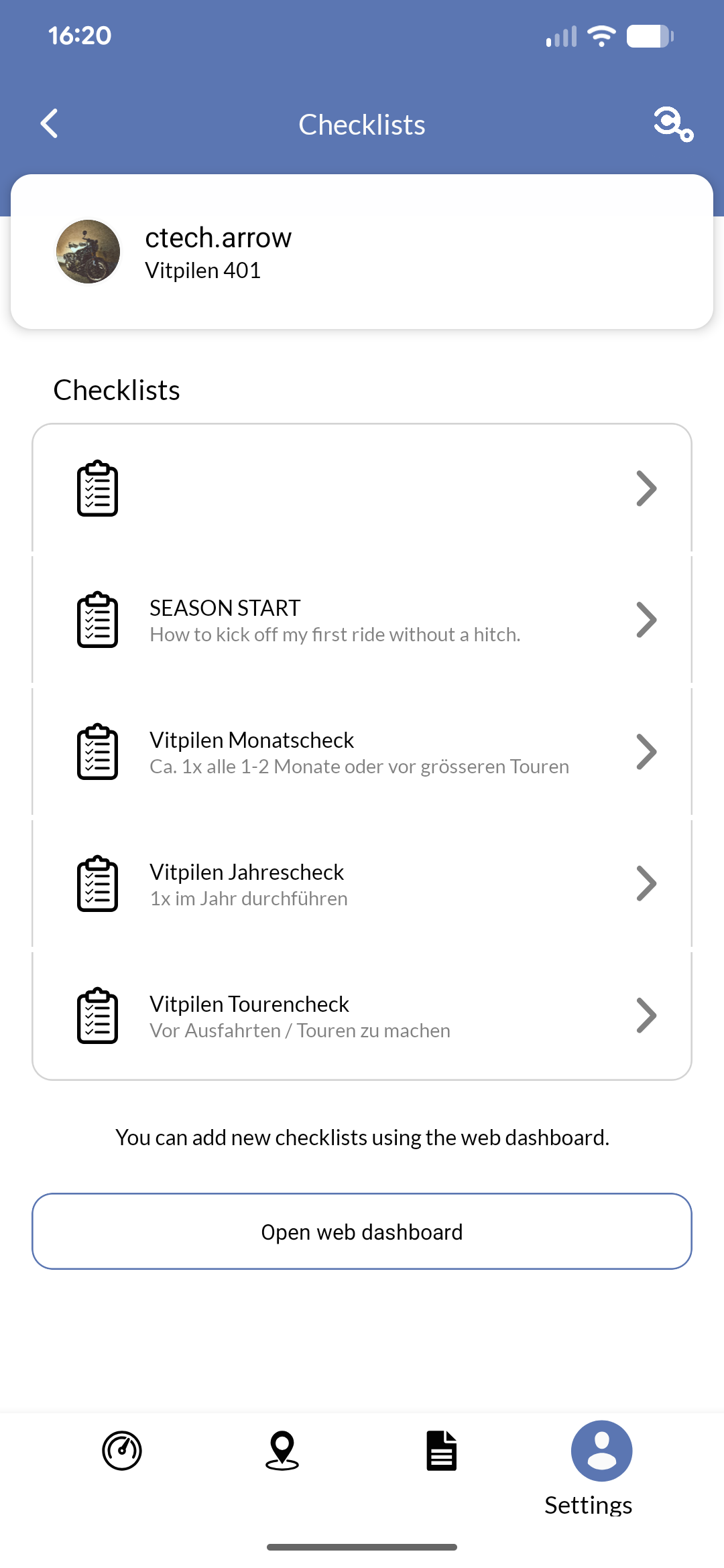 Mobile app showing checklist interface with task completion checkboxes