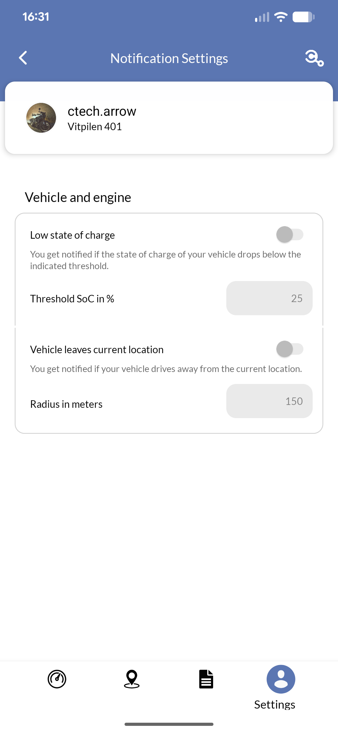 Mobile app showing notification settings with custom rules and preferences