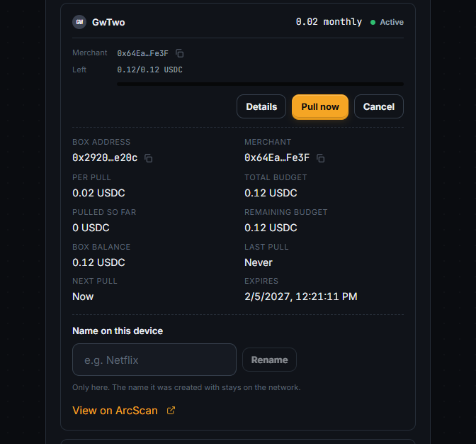 A subscription's detail
