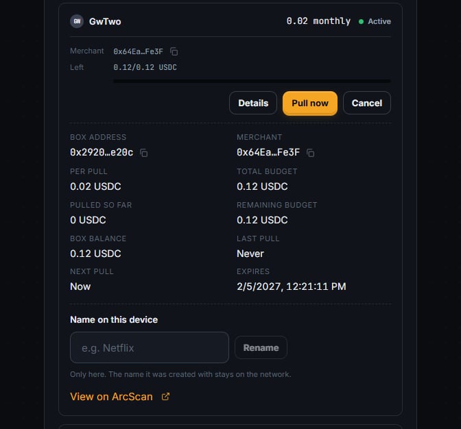 A subscription's detail