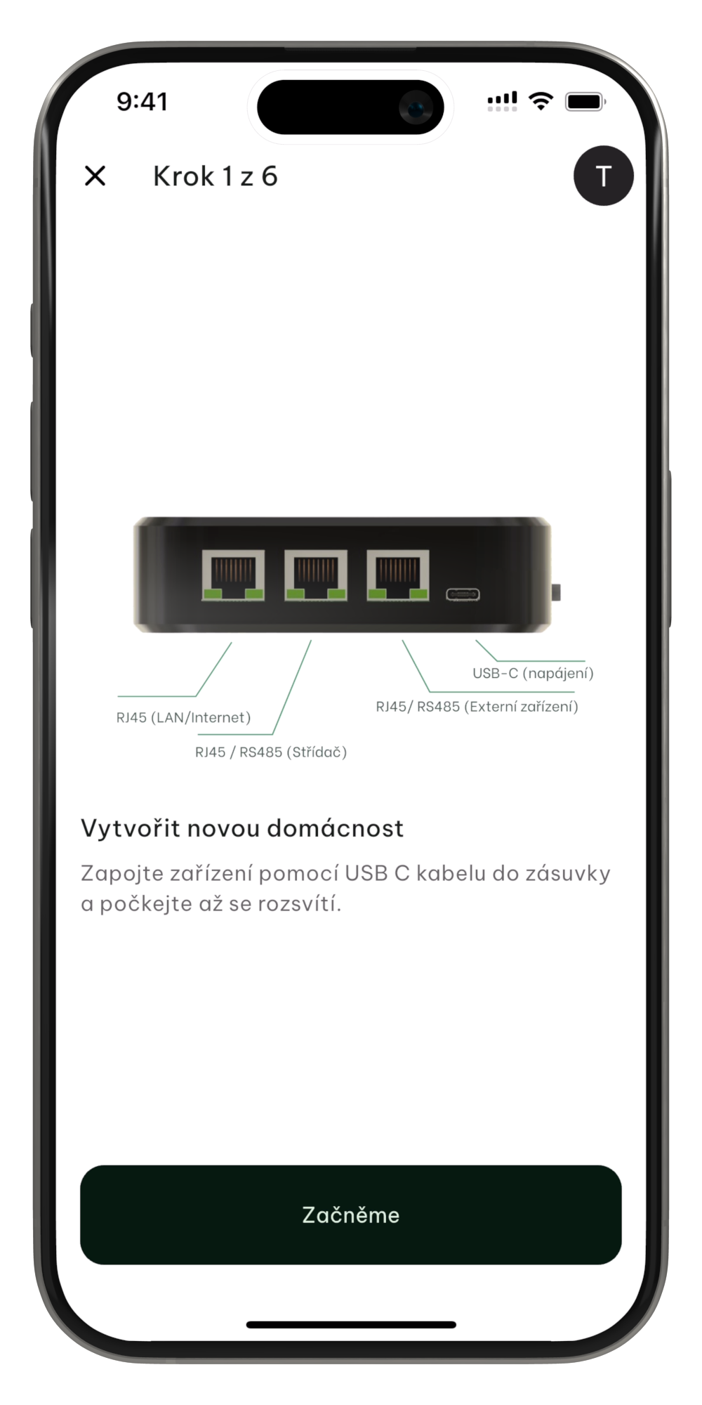 Vytvoření domácnosti krok 1