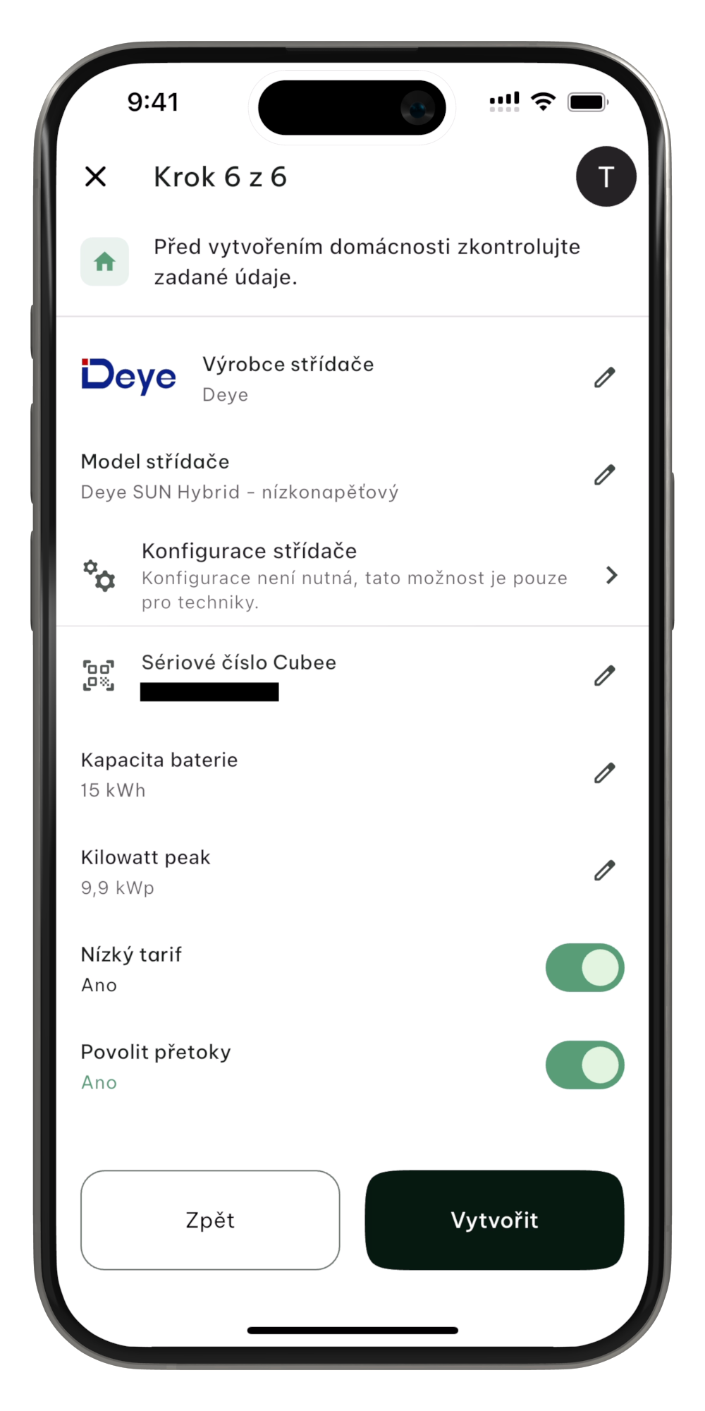Vytvoření domácnosti krok 6