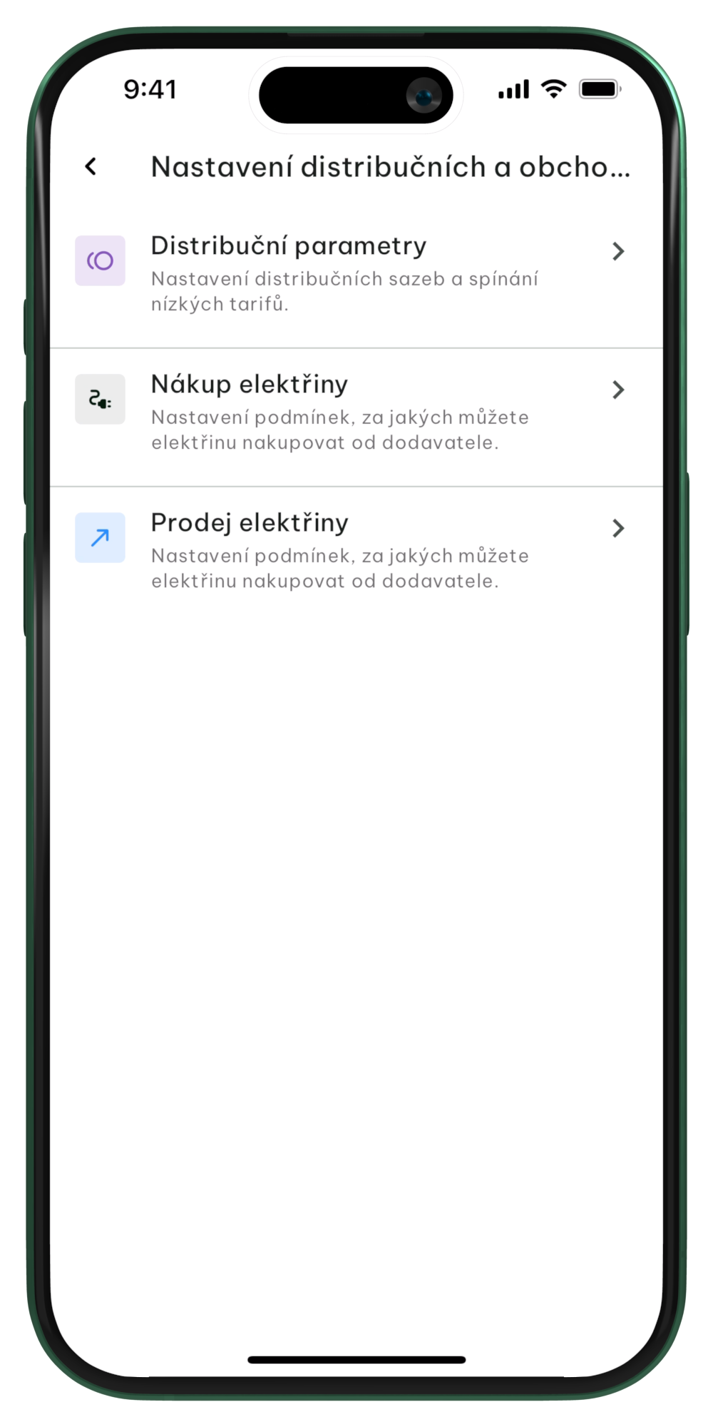 Nastavení obchodních parametrů