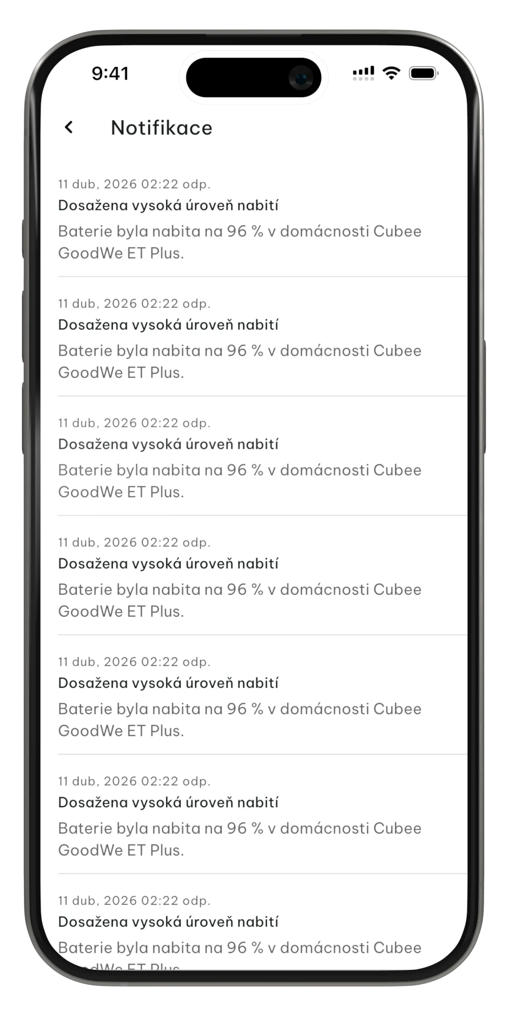 Historie notifikací