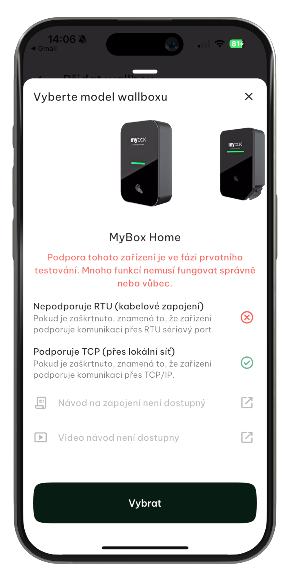 Wallboxy Krok 1 Výběr MyBox Home