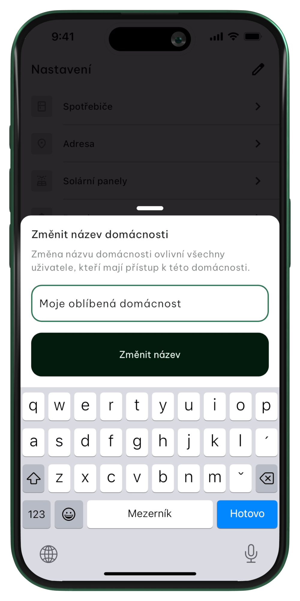Změnit název domácnosti