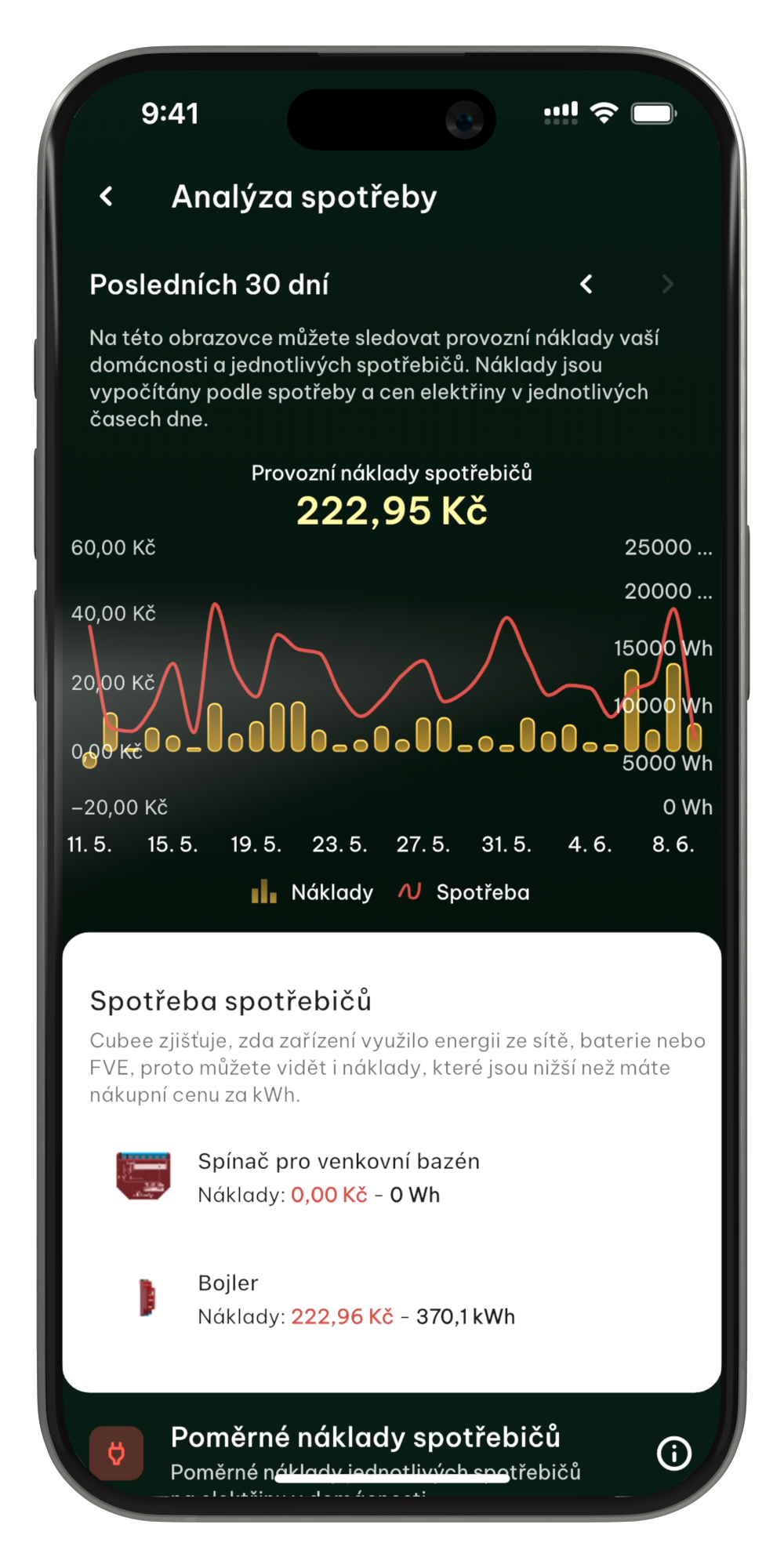 Měscíční analýza spotřeby