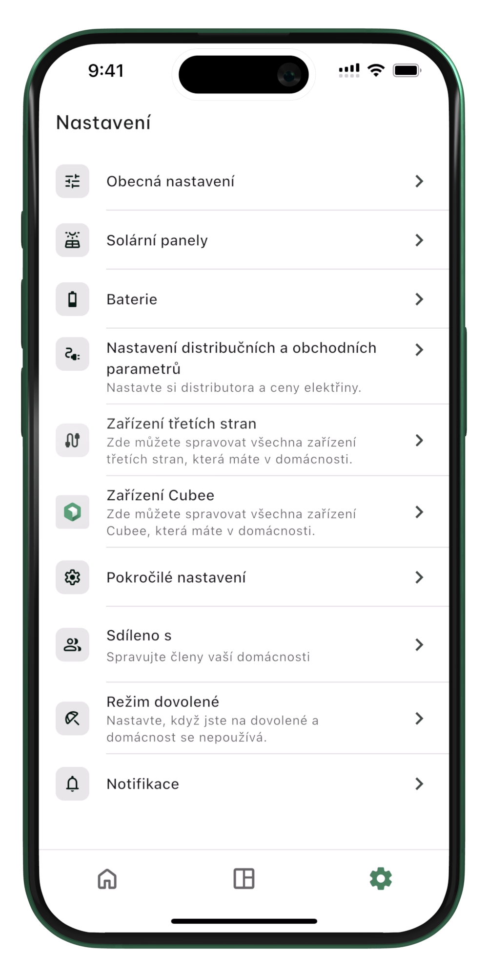 Sekce Nastavení