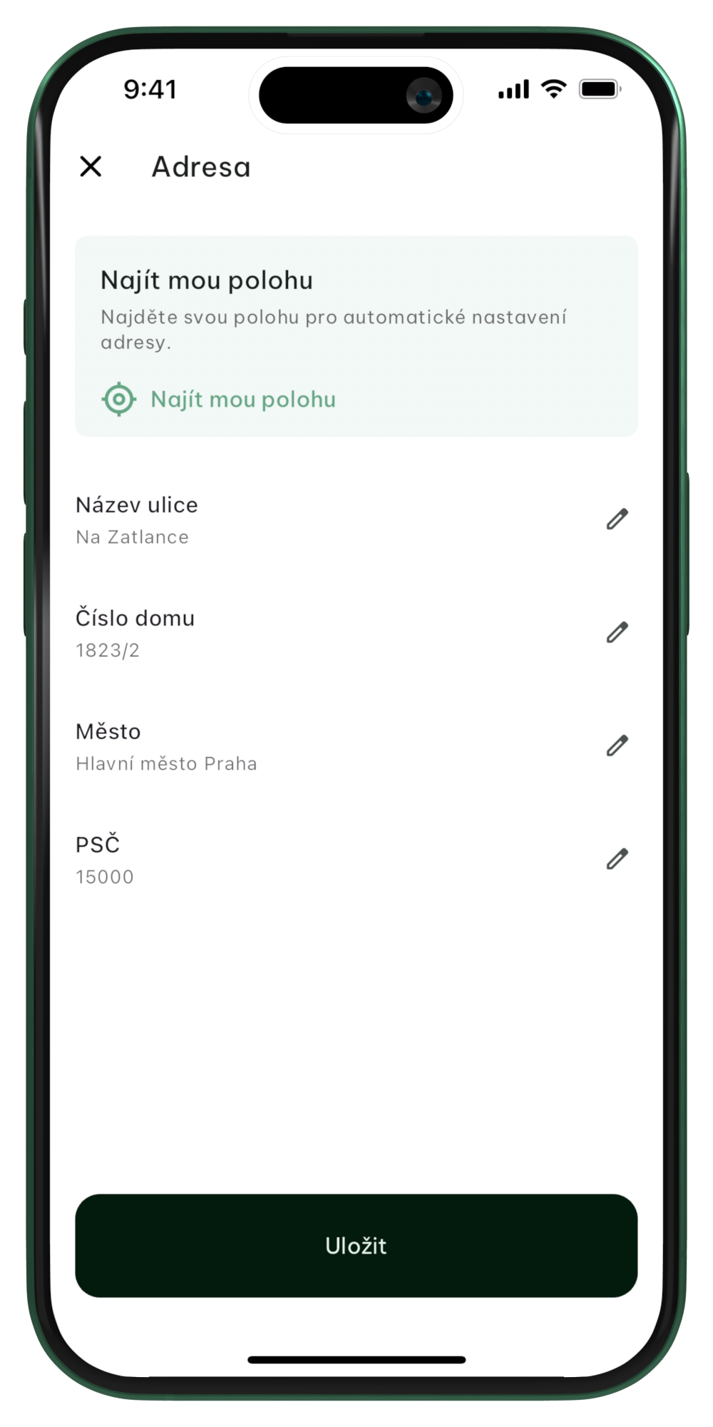 Úprava adresy