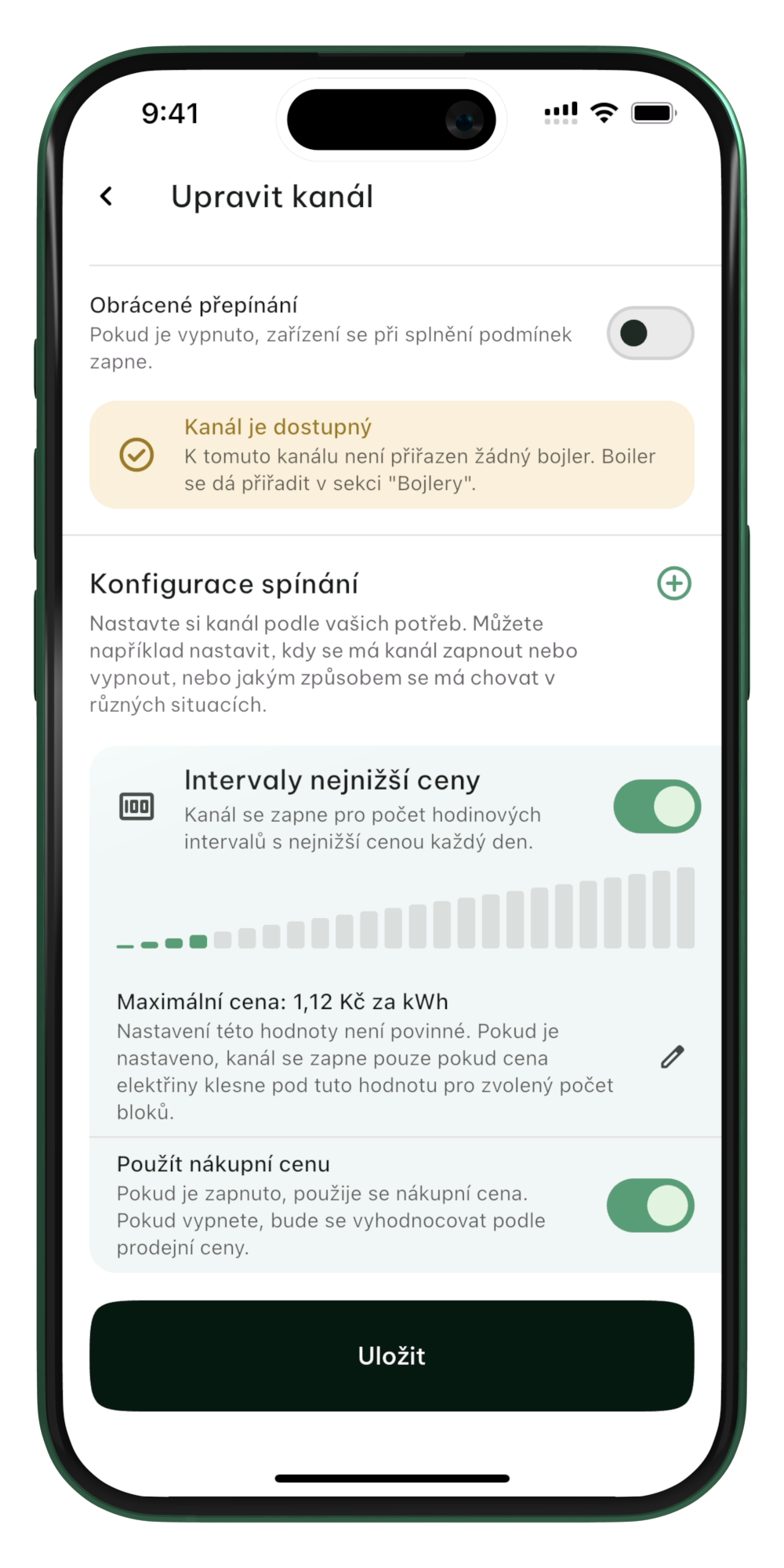 Spínání podle intervalů nejnižší ceny
