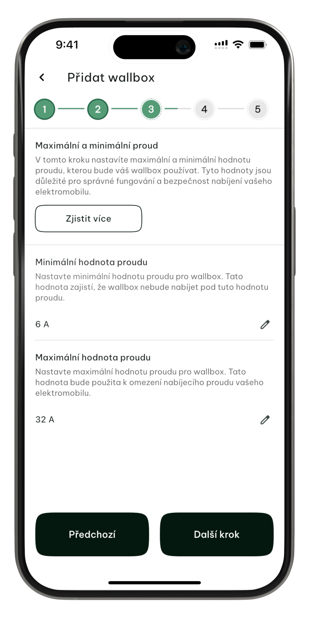 Wallboxy Krok 3 Hodnota proudů