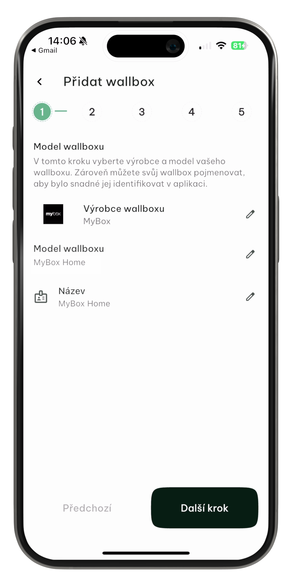 Wallboxy Krok 1 MyBox Home vybrán