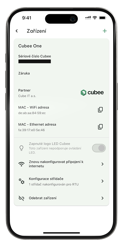 Cubee bez možnosti vypínání LED