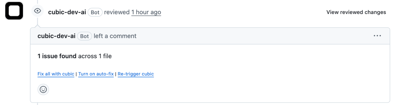 Turn on auto-fix link in the footer of cubic's review