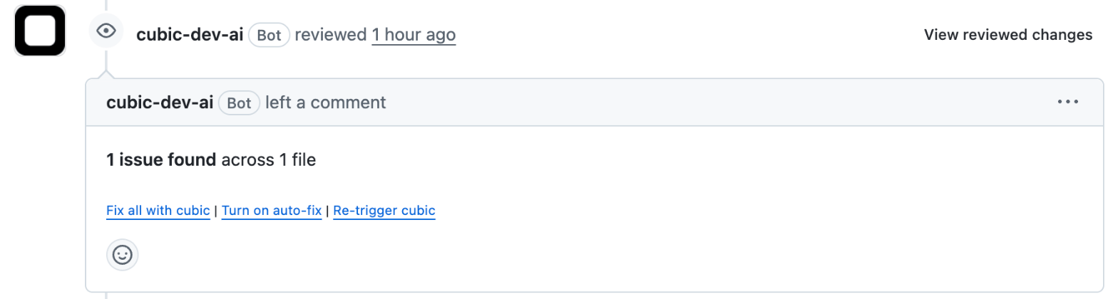 Turn on auto-fix link in the footer of cubic's review